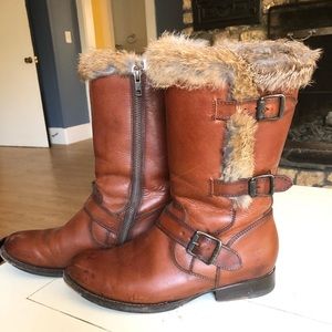 Frye Jamie Rabbit Fur Moto Boot